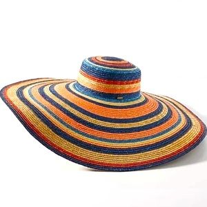 Anthropologie striped sun hat floppy straw paper